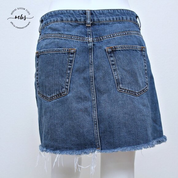 Topshop Moto Cutoff Distressed Pockets Frayed Hem Cotton Denim Mini Skirt - Picture 7 of 10